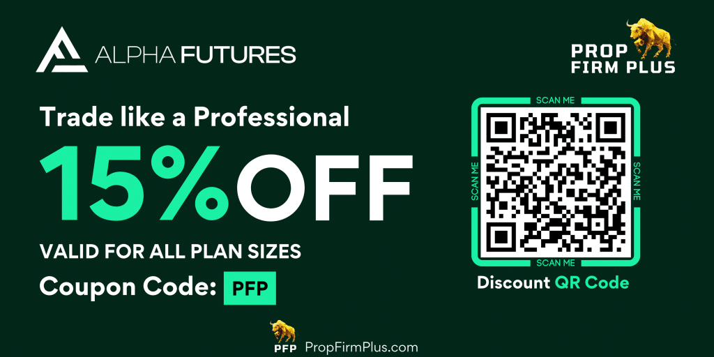 Alpha Futures 15% off banner with new QR Code