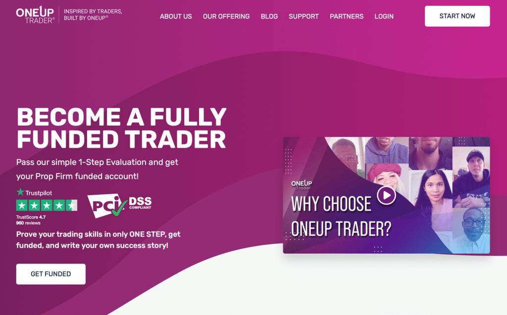 OneUp Trader is a proprietary trading firm catering to aspiring futures traders. They use an efficient assessment procedure to identify which traders they will provide with a funded trading account, with capital ranging from $25,000 to $250,000. Rather than focusing on more traditional investments, OneUp Trader concentrate mainly on proprietary futures, with a range of other instruments and indices also available to trade. Prospective traders undergo a one-stage evaluation, which if they pass leads to a match with one of OneUp’s funding partners. At this point, traders can start their trading careers in earnest. The prop firm emphasises the importance of stable, measured trading approaches over riskier strategies. OneUp Trader distinguish themselves by streamlining the journey towards funded trading while at the same time advocating for a sustainable trading ethos and encouraging traders to make steady and deliberate progress – a departure from the riskier “get rich quick” attitude prevalent among many other prop firms. OneUp’s key attributes of simplicity, community engagement, independence for their traders and their dedication to fostering a sense of trust make them an attractive choice for aspiring traders looking to explore the prop trading industry. The firm’s transparency regarding their rules and fees is an additional draw.