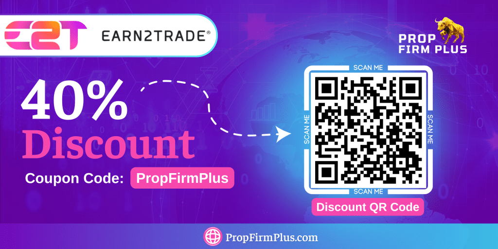 Earn2Trade 40% discount banner with QR Code